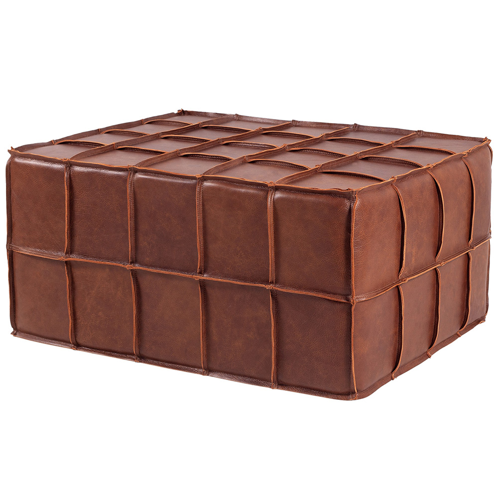 Puff Decorativo Mercury 80x80 Couro Mel G34 - Gran Belo