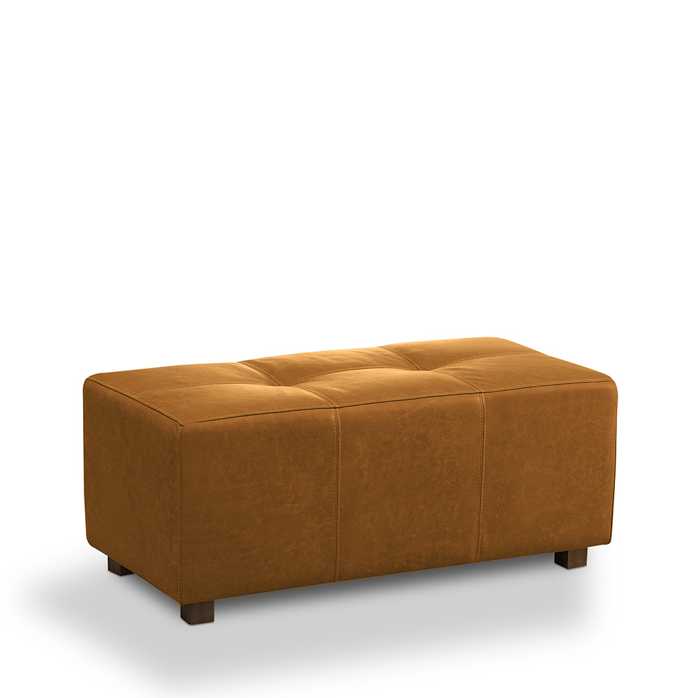 Puff Decorativo Merlin Sala de Estar Couro Caramelo Manchado G88 - Gran Belo
