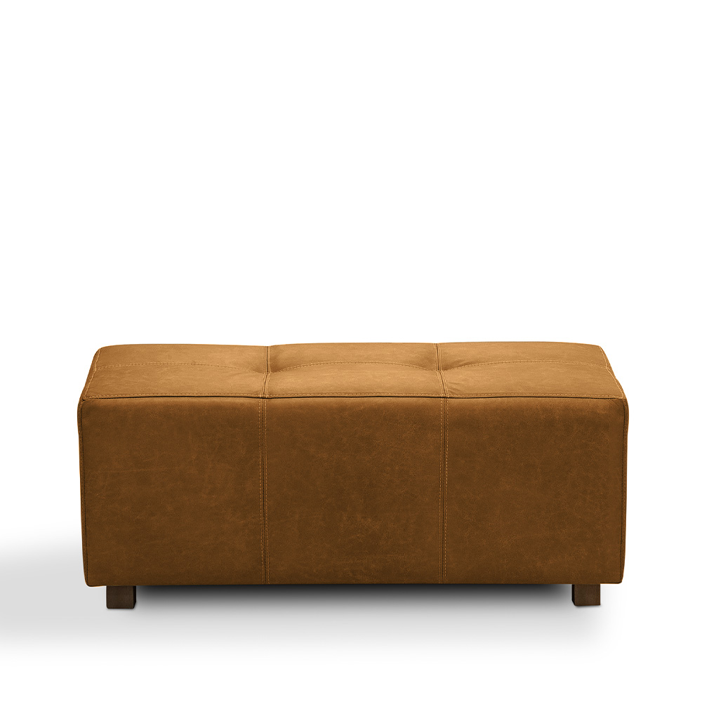 Puff Decorativo Merlin Sala de Estar Couro Caramelo Manchado G88 - Gran Belo