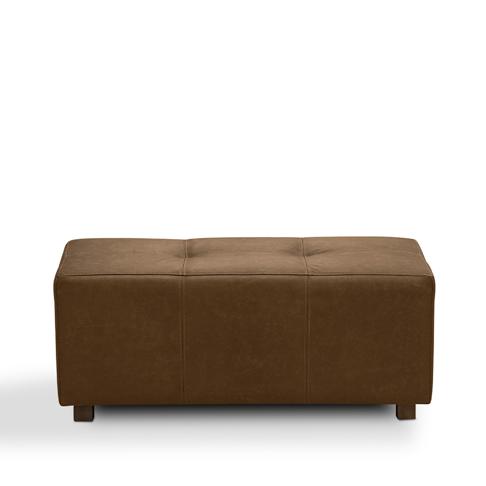 Puff Decorativo Merlin Sala de Estar Couro Marrom Claro Manchado G88 - Gran Belo