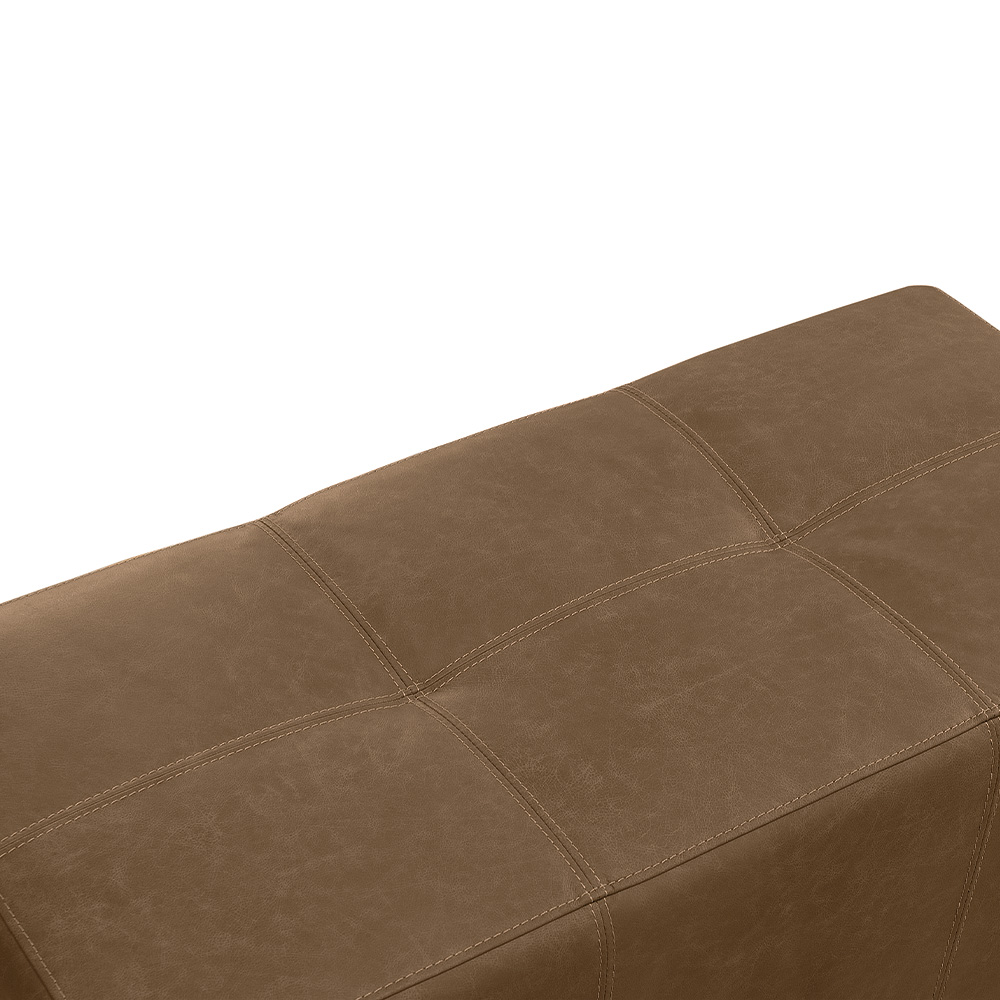 Puff Decorativo Merlin Sala de Estar Couro Marrom Claro Manchado G88 - Gran Belo