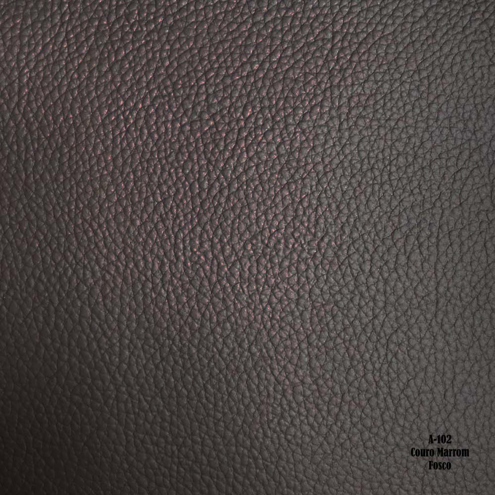 Puff Decorativo Redondo Pés Metal Couro Marrom - Gran Belo