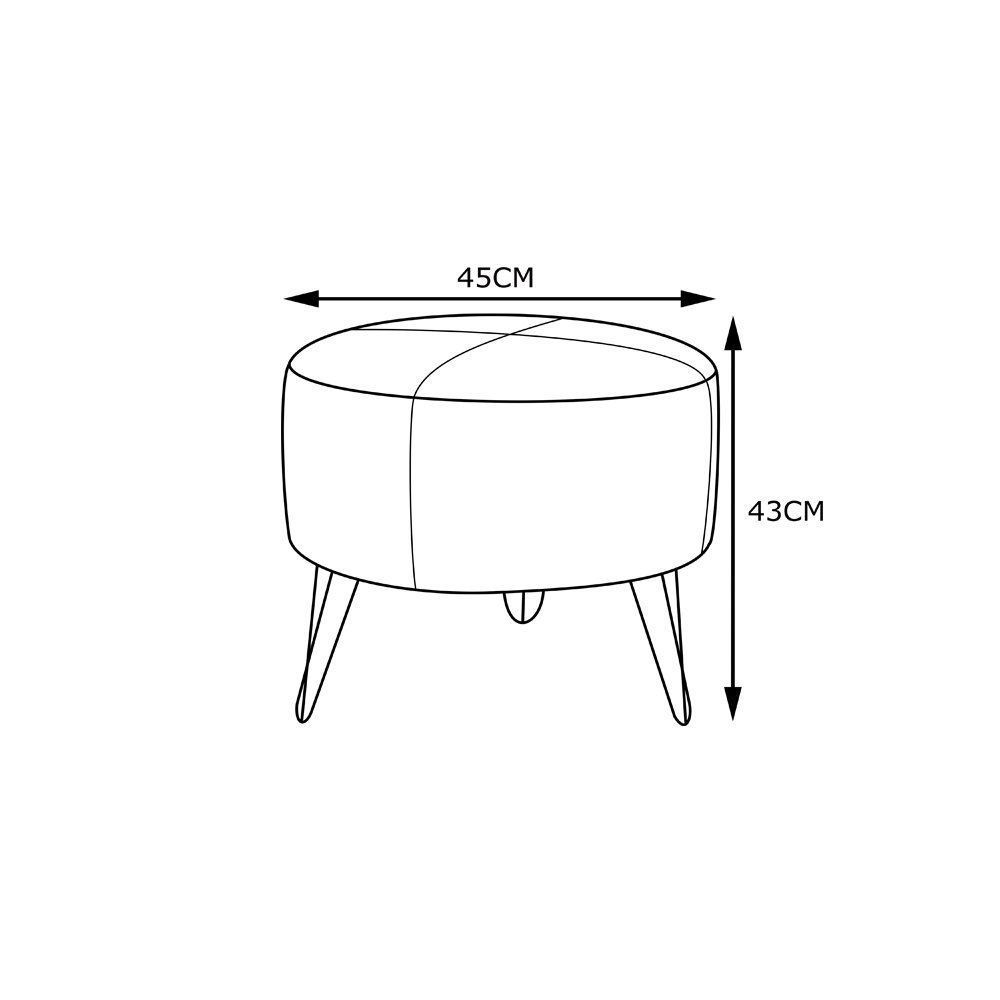 Puff Decorativo Redondo Pés Metal Couro Marrom G58 - Gran Belo