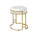 Puff Decorativo Redondo Sakura Base Metal Dourado Corano Branco G41 - Gran Belo