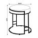 Puff Decorativo Redondo Sakura Base Metal Dourado Corano Branco G41 - Gran Belo
