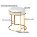 Puff Decorativo Redondo Sakura Base Metal Dourado Corano Branco G41 - Gran Belo