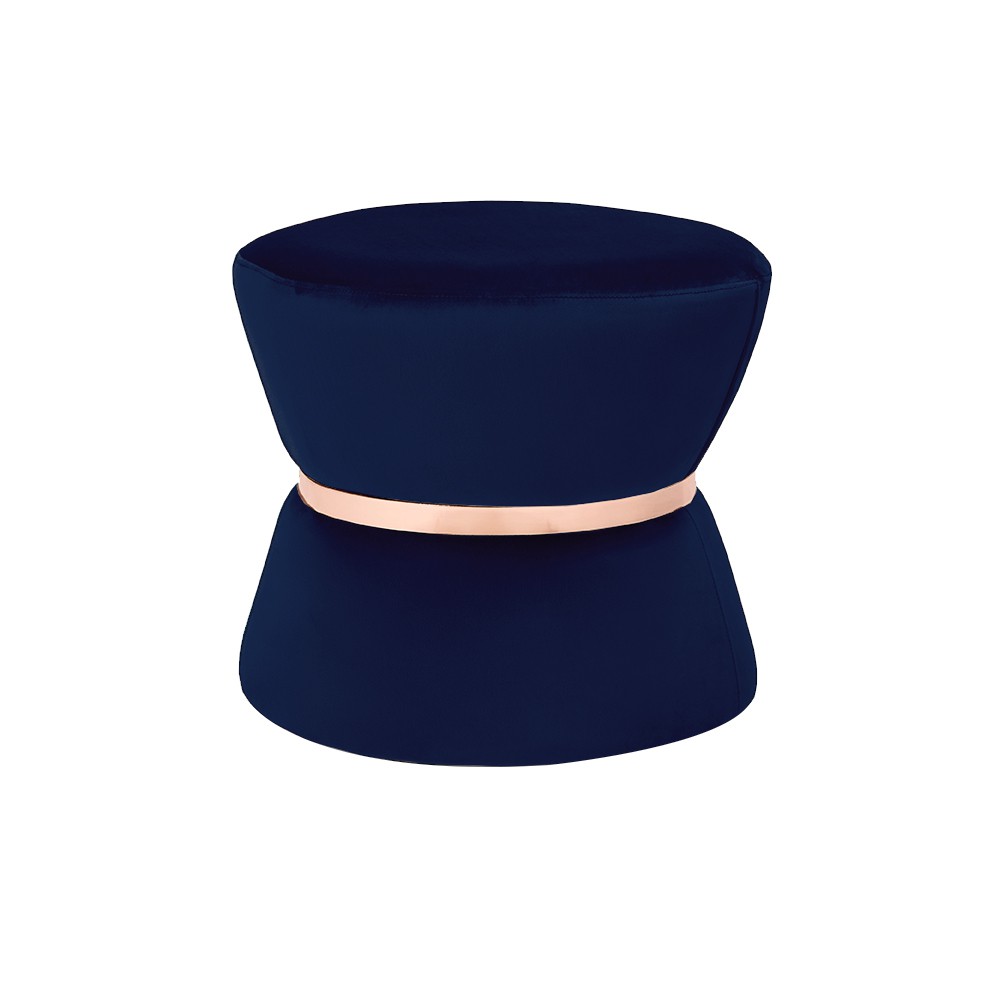 Puff Decorativo Sala de Estar 45cm Dhaka Veludo Azul Marinho G15 - Gran Belo