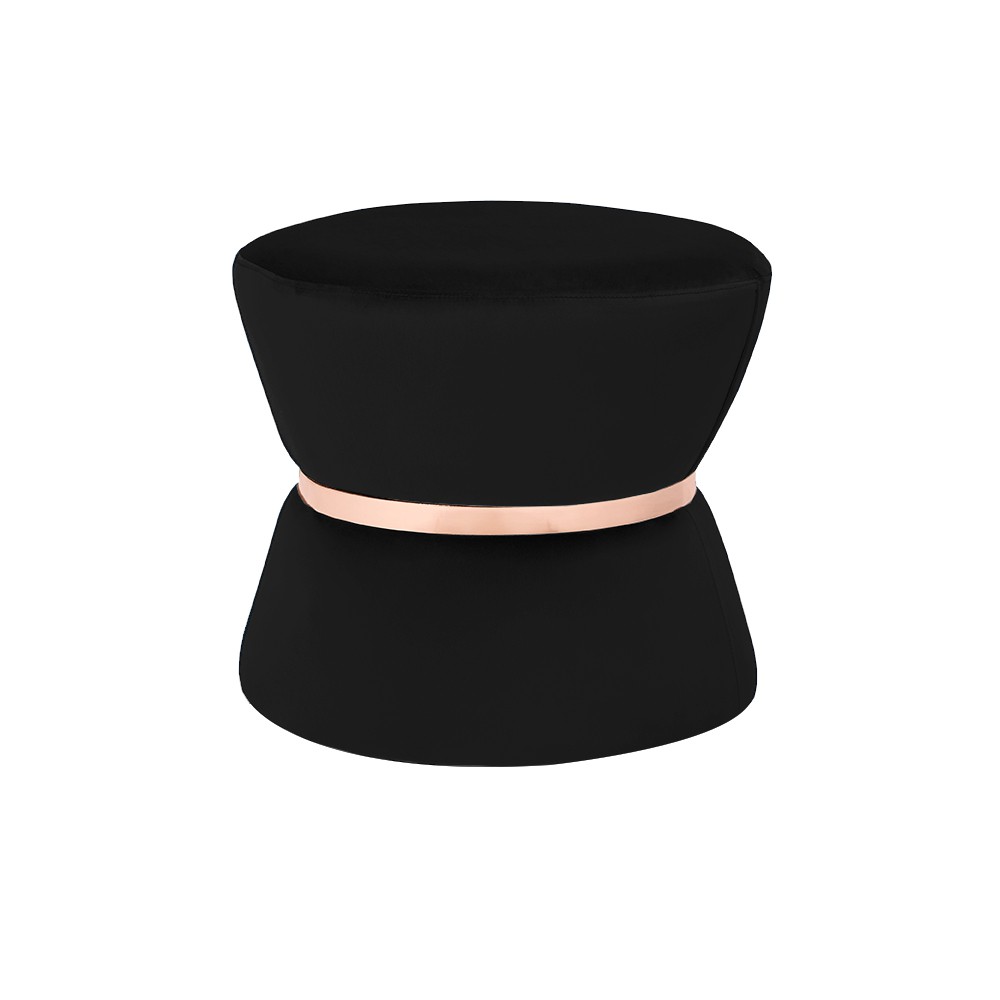 Puff Decorativo Sala de Estar 45cm Dhaka Veludo Preto G15 - Gran Belo