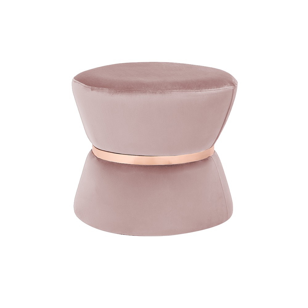 Puff Decorativo Sala de Estar 45cm Dhaka Veludo Rosê G15 - Gran Belo