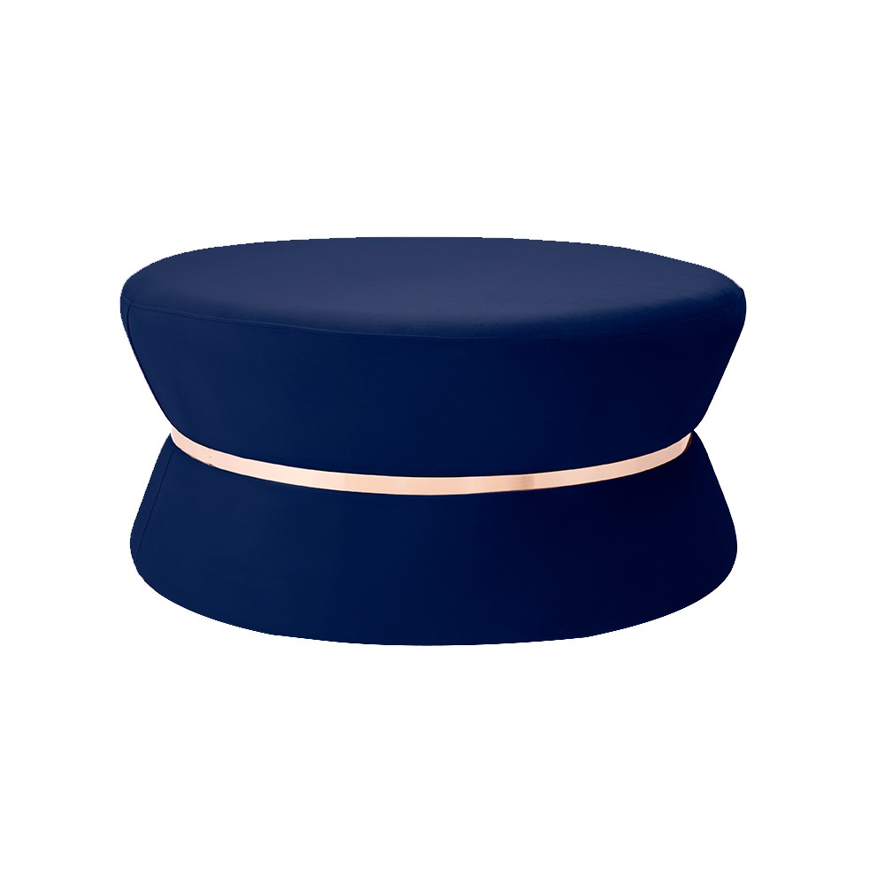 Puff Decorativo Sala de Estar 95cm Dhaka Veludo Azul Bic G15 - Gran Belo