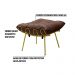 Puff Decorativo Sala de Estar Abel Pés Dourado Suede Marrom G41 - Gran Belo