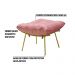 Puff Decorativo Sala de Estar Abel Pés Dourado Suede Rosa G41 - Gran Belo