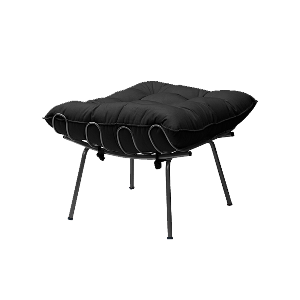 Puff Decorativo Sala de Estar Abel Pés Preto Veludo Preto G41 - Gran Belo