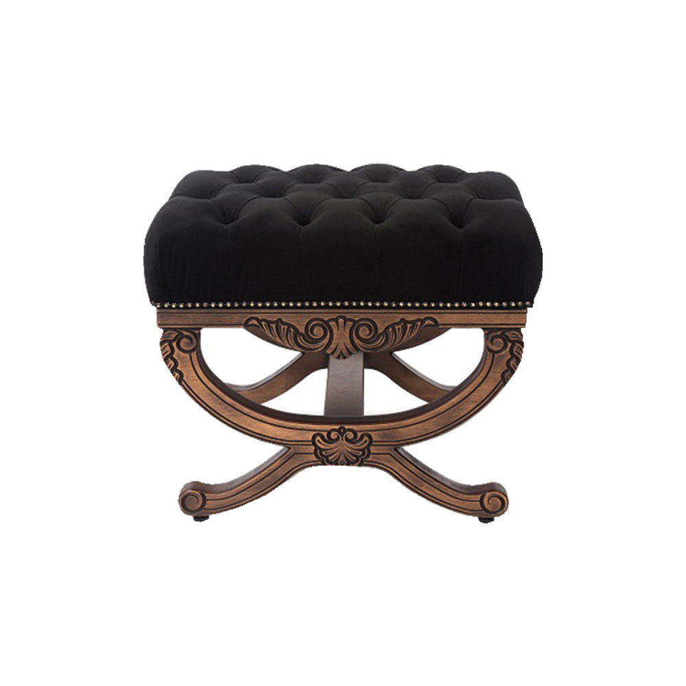 Puff Decorativo Sala de Estar Arsenal Veludo Preto G71 - Gran Belo