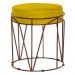 Puff Decorativo Sala de Estar Base Bronze Chloe Suede Amarelo G41 - Gran Belo