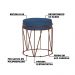 Puff Decorativo Sala de Estar Base Bronze Chloe Suede Azul Marinho G41 - Gran Belo