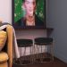 Puff Decorativo Sala de Estar Base Bronze Chloe Veludo Preto G41 - Gran Belo
