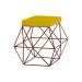 Puff Decorativo Sala de Estar Base Bronze Trixie Suede Amarelo G41 - Gran Belo