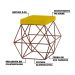 Puff Decorativo Sala de Estar Base Bronze Trixie Suede Amarelo G41 - Gran Belo