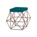 Puff Decorativo Sala de Estar Base Bronze Trixie Suede Azul Claro G41 - Gran Belo