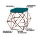 Puff Decorativo Sala de Estar Base Bronze Trixie Suede Azul Claro G41 - Gran Belo