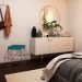Puff Decorativo Sala de Estar Base Bronze Trixie Suede Azul Claro G41 - Gran Belo