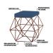 Puff Decorativo Sala de Estar Base Bronze Trixie Suede Azul Marinho G41 - Gran Belo