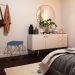 Puff Decorativo Sala de Estar Base Bronze Trixie Suede Azul Marinho G41 - Gran Belo