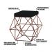Puff Decorativo Sala de Estar Base Bronze Trixie Suede Preto G41 - Gran Belo