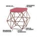 Puff Decorativo Sala de Estar Base Bronze Trixie Suede Rosa G41 - Gran Belo