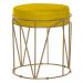 Puff Decorativo Sala de Estar Base Gold Chloe Suede Amarelo G41 - Gran Belo