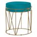 Puff Decorativo Sala de Estar Base Gold Chloe Suede Azul Claro G41 - Gran Belo