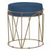 Puff Decorativo Sala de Estar Base Gold Chloe Suede Azul Marinho - Gran Belo
