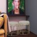 Puff Decorativo Sala de Estar Base Gold Chloe Suede Bege G41 - Gran Belo