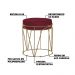 Puff Decorativo Sala de Estar Base Gold Chloe Suede Bordô G41 - Gran Belo