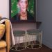 Puff Decorativo Sala de Estar Base Gold Chloe Suede Cinza G41 - Gran Belo