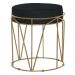 Puff Decorativo Sala de Estar Base Gold Chloe Suede Preto - Gran Belo