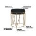 Puff Decorativo Sala de Estar Base Gold Chloe Suede Preto - Gran Belo