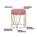 Puff Decorativo Sala de Estar Base Gold Chloe Suede Rosa G41 - Gran Belo