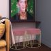 Puff Decorativo Sala de Estar Base Gold Chloe Suede Rosa G41 - Gran Belo