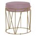 Puff Decorativo Sala de Estar Base Gold Chloe Veludo Rosê G41 - Gran Belo