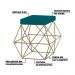 Puff Decorativo Sala de Estar Base Gold Trixie Suede Azul Claro - Gran Belo