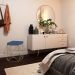 Puff Decorativo Sala de Estar Base Gold Trixie Suede Azul Marinho G41 - Gran Belo