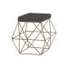 Puff Decorativo Sala de Estar Base Gold Trixie Suede Cinza G41 - Gran Belo