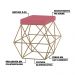 Puff Decorativo Sala de Estar Base Gold Trixie Suede Rosa G41 - Gran Belo