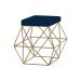 Puff Decorativo Sala de Estar Base Gold Trixie Veludo Azul G41 - Gran Belo