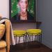 Puff Decorativo Sala de Estar Base Preto Chloe Suede Amarelo - Gran Belo