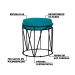 Puff Decorativo Sala de Estar Base Preto Chloe Suede Azul Claro G41 - Gran Belo