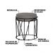 Puff Decorativo Sala de Estar Base Preto Chloe Veludo Cinza G41 - Gran Belo