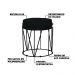 Puff Decorativo Sala de Estar Base Preto Chloe Veludo Preto G41 - Gran Belo